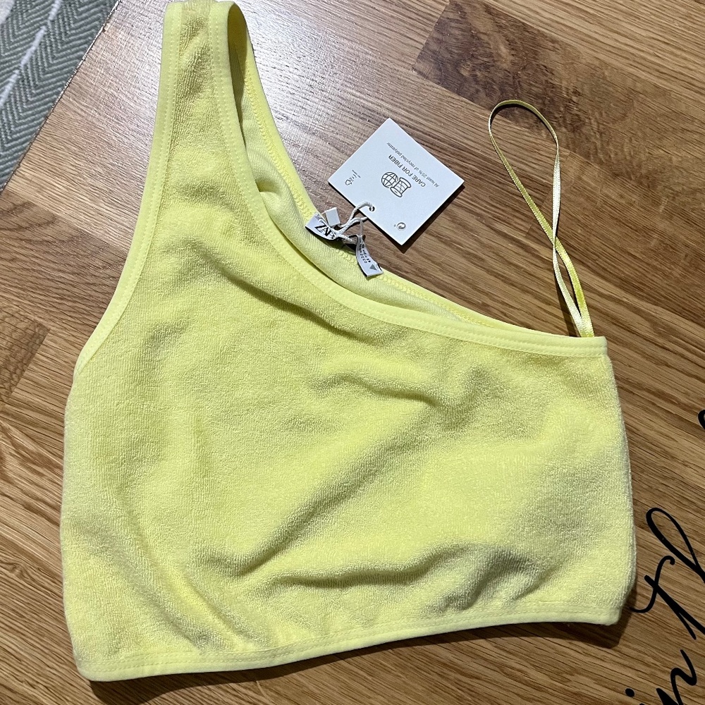 NWT Yellow Zara  one strap crop top medium